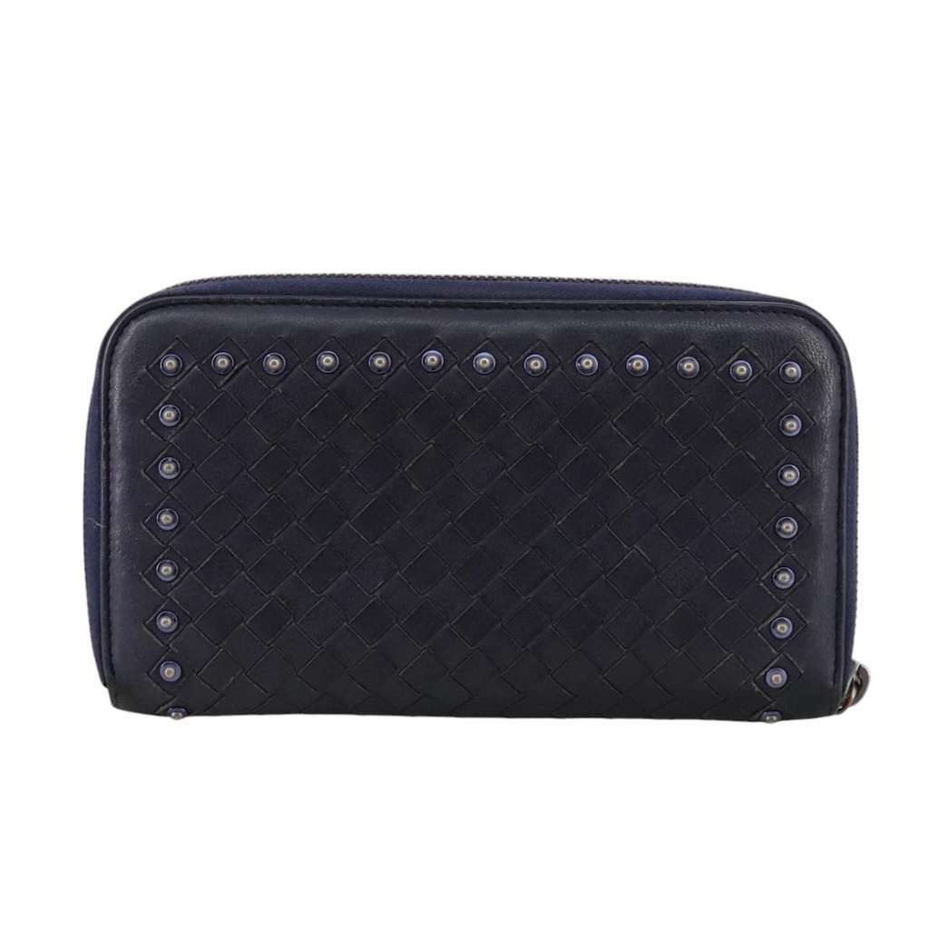 Bottega Veneta Intrecciato Long Zip  Wallet Black Leather Good condition - Back View