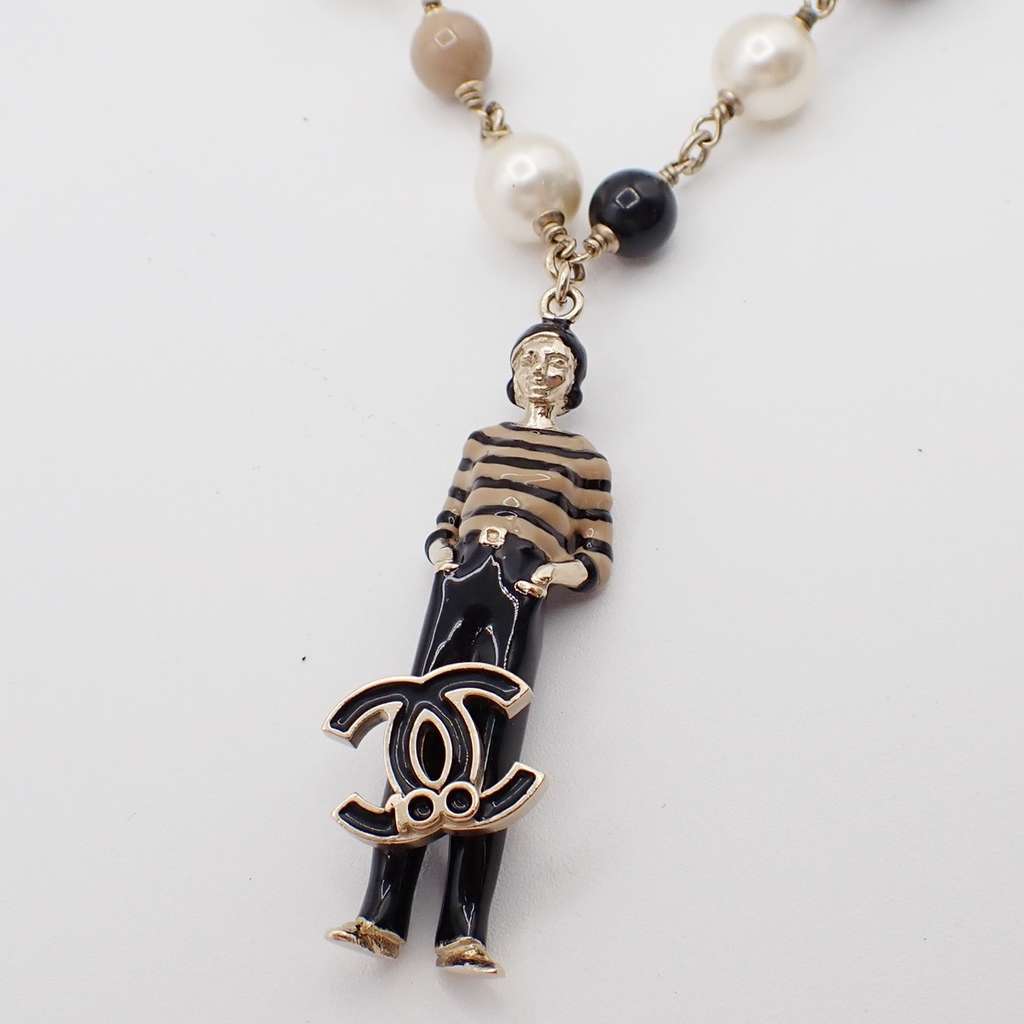 Chanel CC Coco Mademoiselle Figurine Pendant Necklace Gold Good condition - Back View