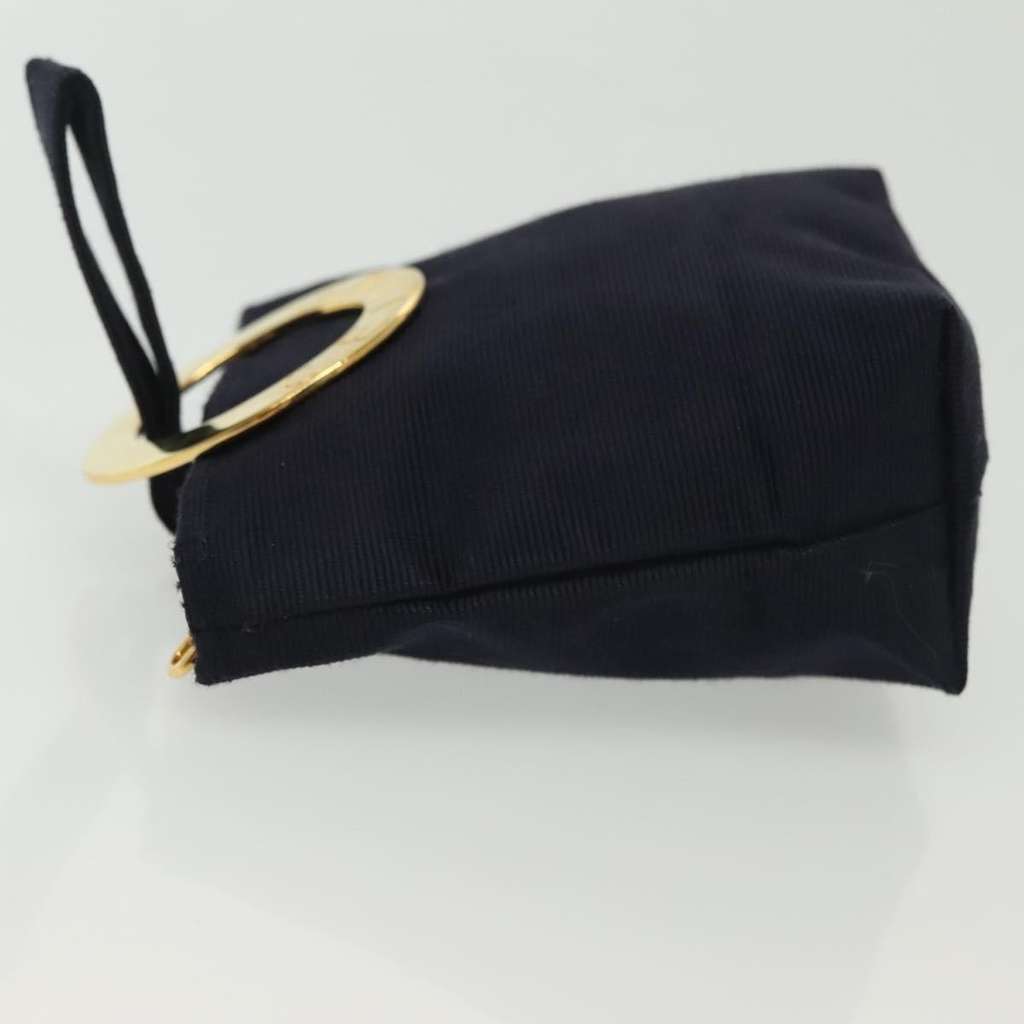 Celine Circle Logo Pouch Navy Canvas Good condition - Model View