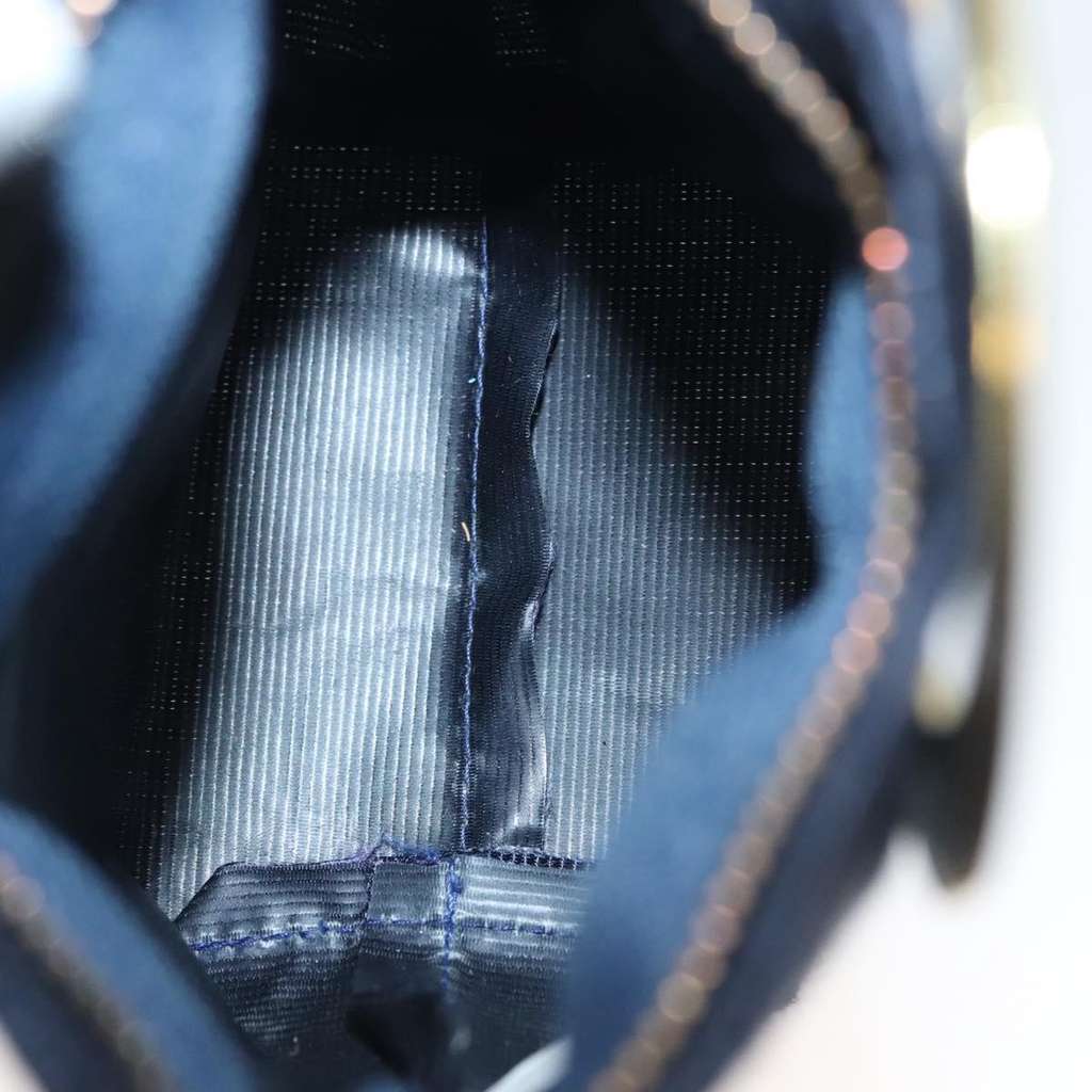 Celine Circle Logo Pouch Navy Canvas Good condition - Box View