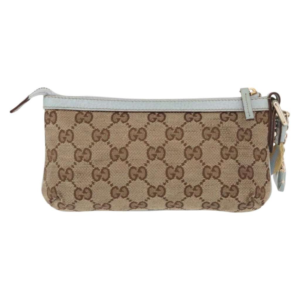 Gucci Jolicouer Wristlet Pouch Beige Canvas Good condition - Back View