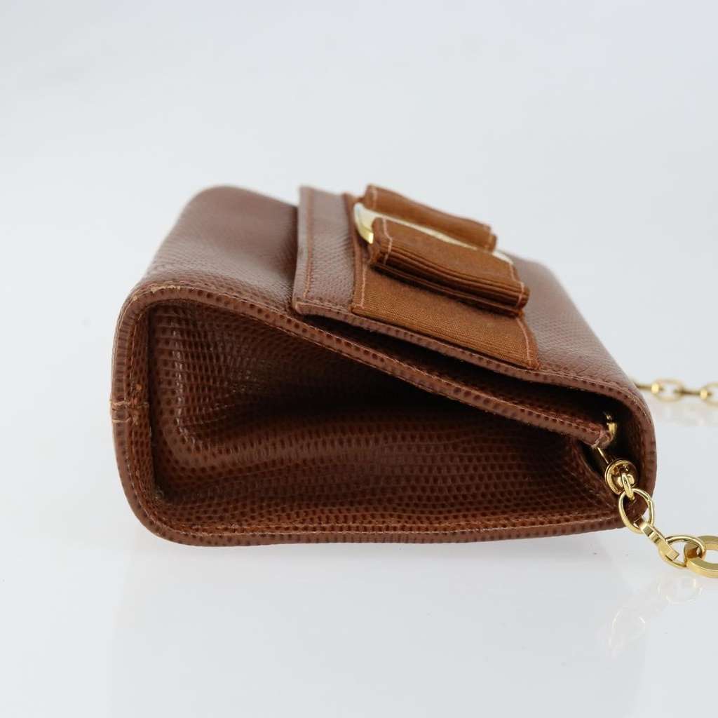 Salvatore Ferragamo Vala Shoulder Bag Brown Leather Good condition - Inside View