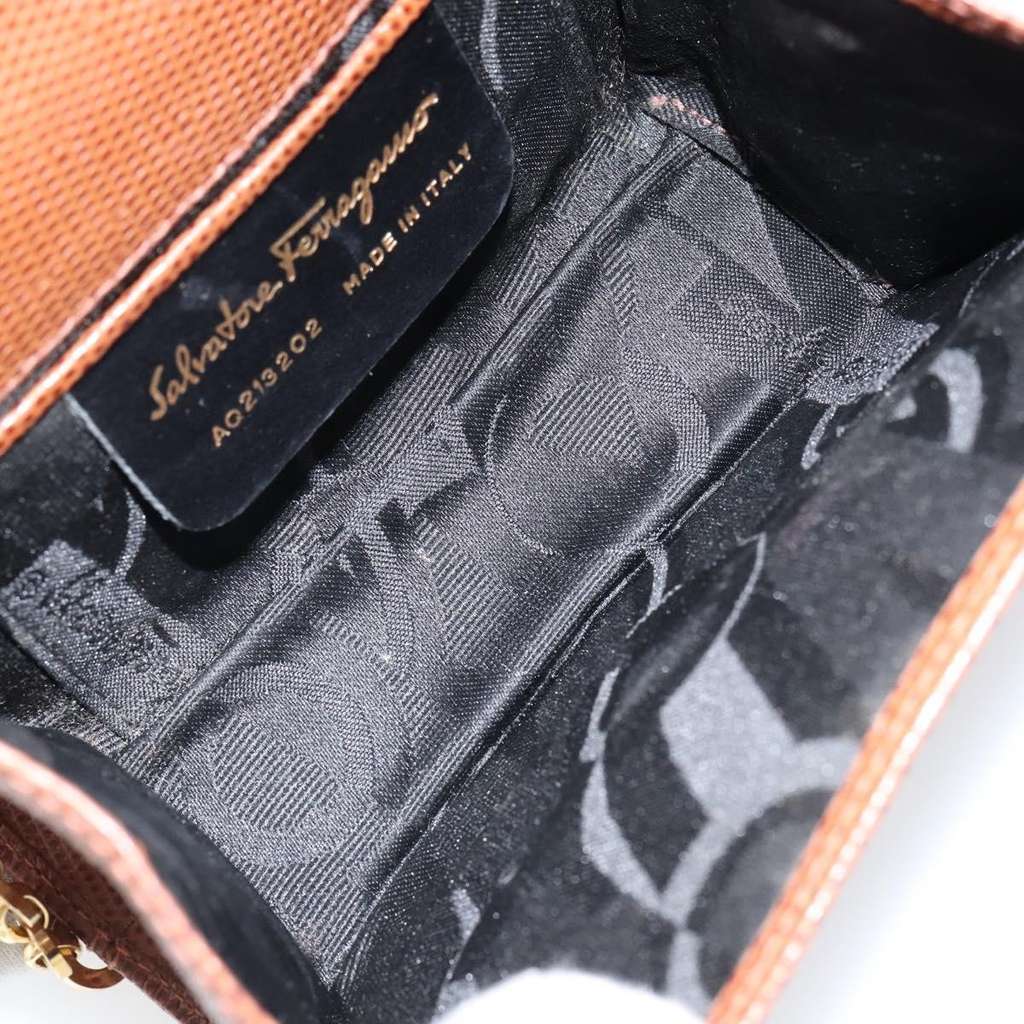 Salvatore Ferragamo Vala Shoulder Bag Brown Leather Good condition - Box View