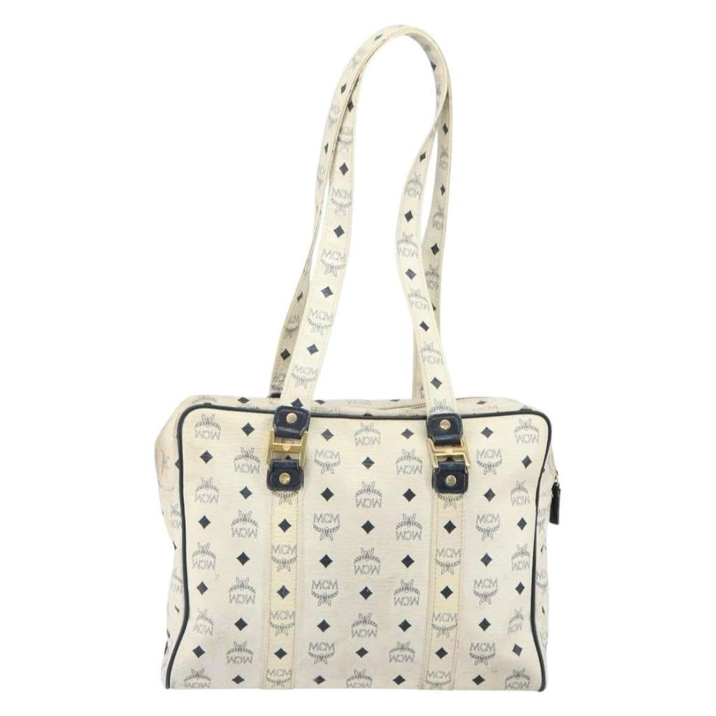 Mcm Vintage Visetos Tote bag White Leather Fair condition - Back View