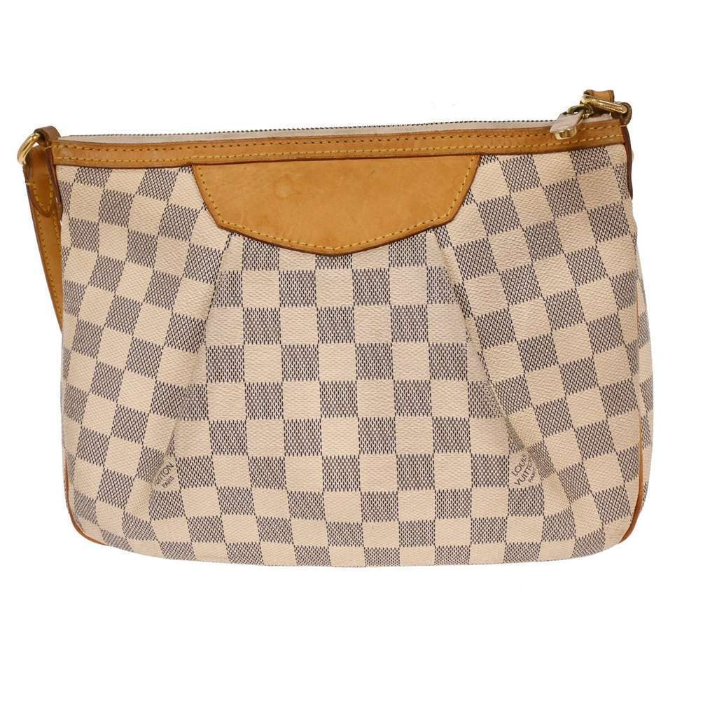 Louis Vuitton Siracusa Handbag White Canvas Fair condition - Back View