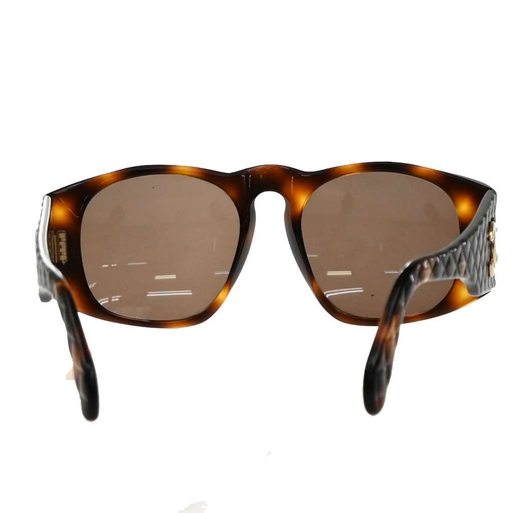 Chanel CC Logo Matelasse Sunglasses Eye Wear Brown Plastic Good condition - Back View