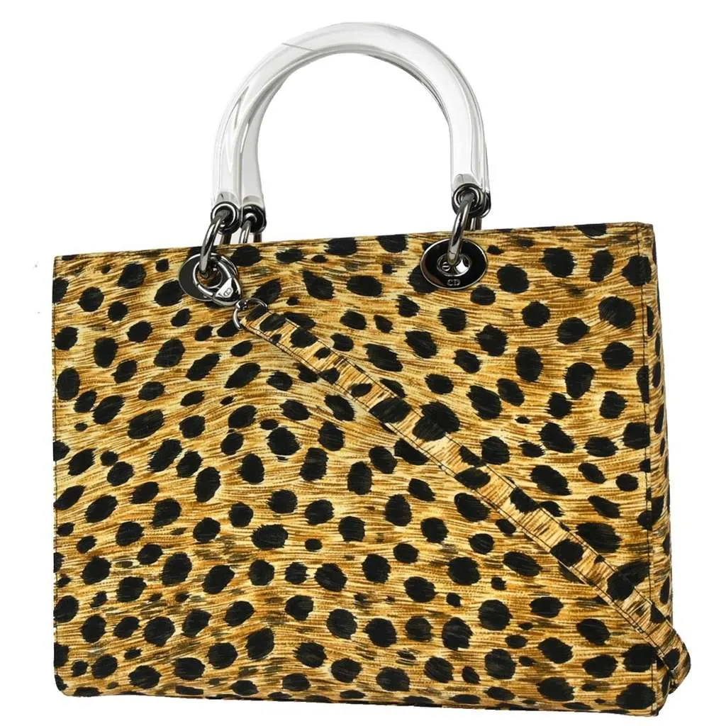 Dior Vintage Lady Dior Bag Yellow Canvas Good - Back View