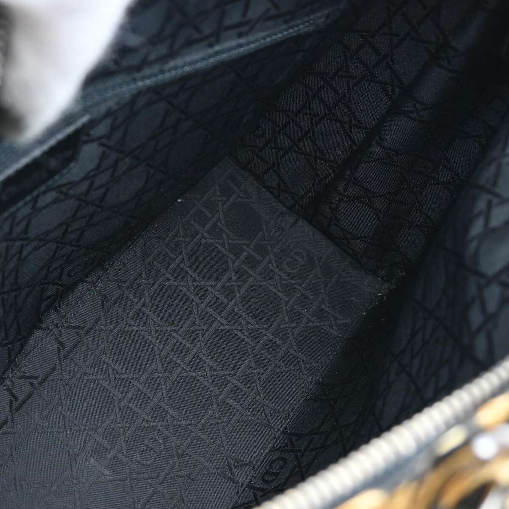 Christian Dior Vintage Lady Dior Bag Yellow Canvas Good condition - Inside View