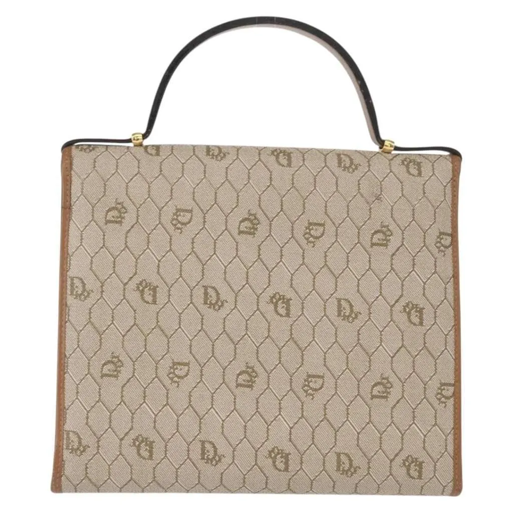 Dior Vintage Honeycomb Handbag Beige Canvas Good - Back View