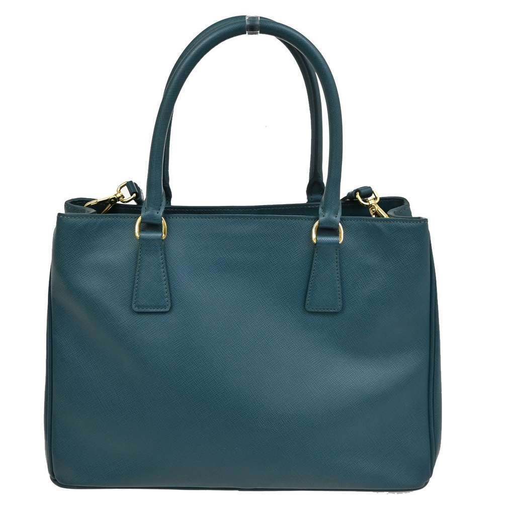 Prada Double Zip Lux Tote Green Leather Good condition - Back View