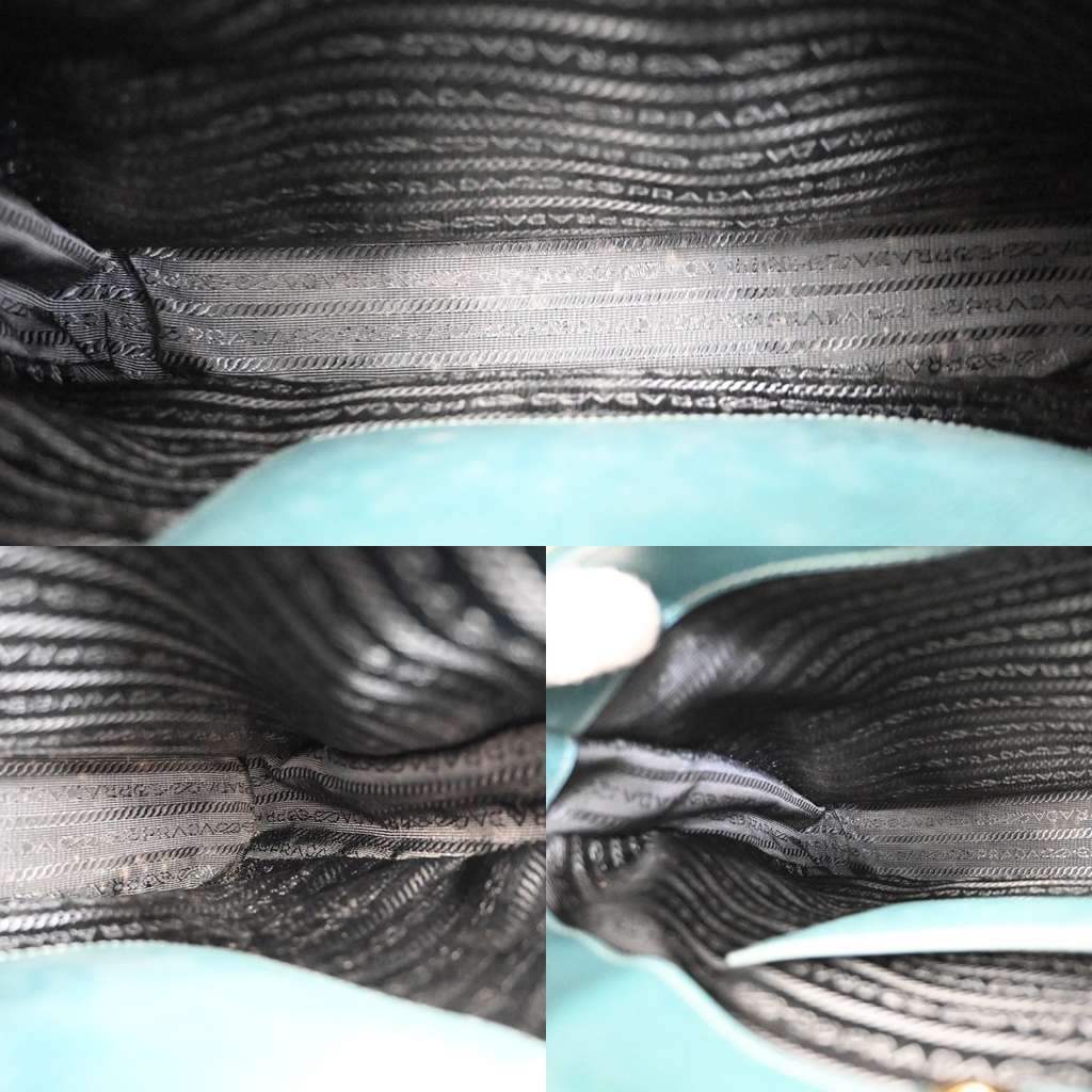 Prada Double Zip Lux Tote Green Leather Good condition - Box View