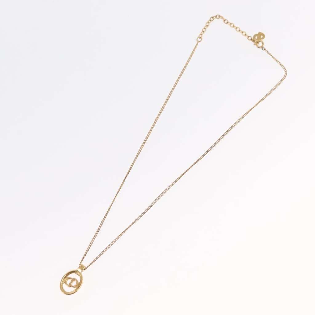 Christian Dior CD Round Pendant Necklace Gold Metal Good condition - Back View