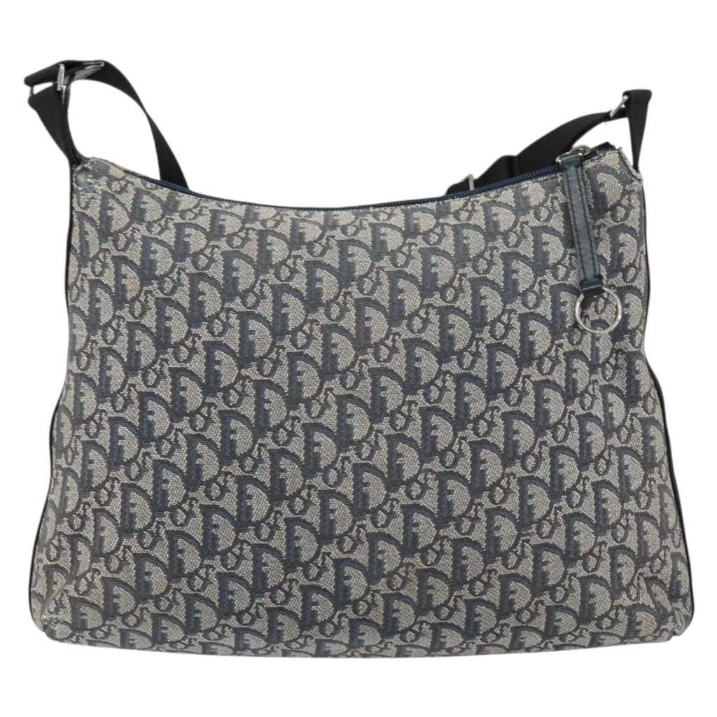 Christian Dior Vintage Trotter Shoulder Bag Navy Canvas Good condition - Back View
