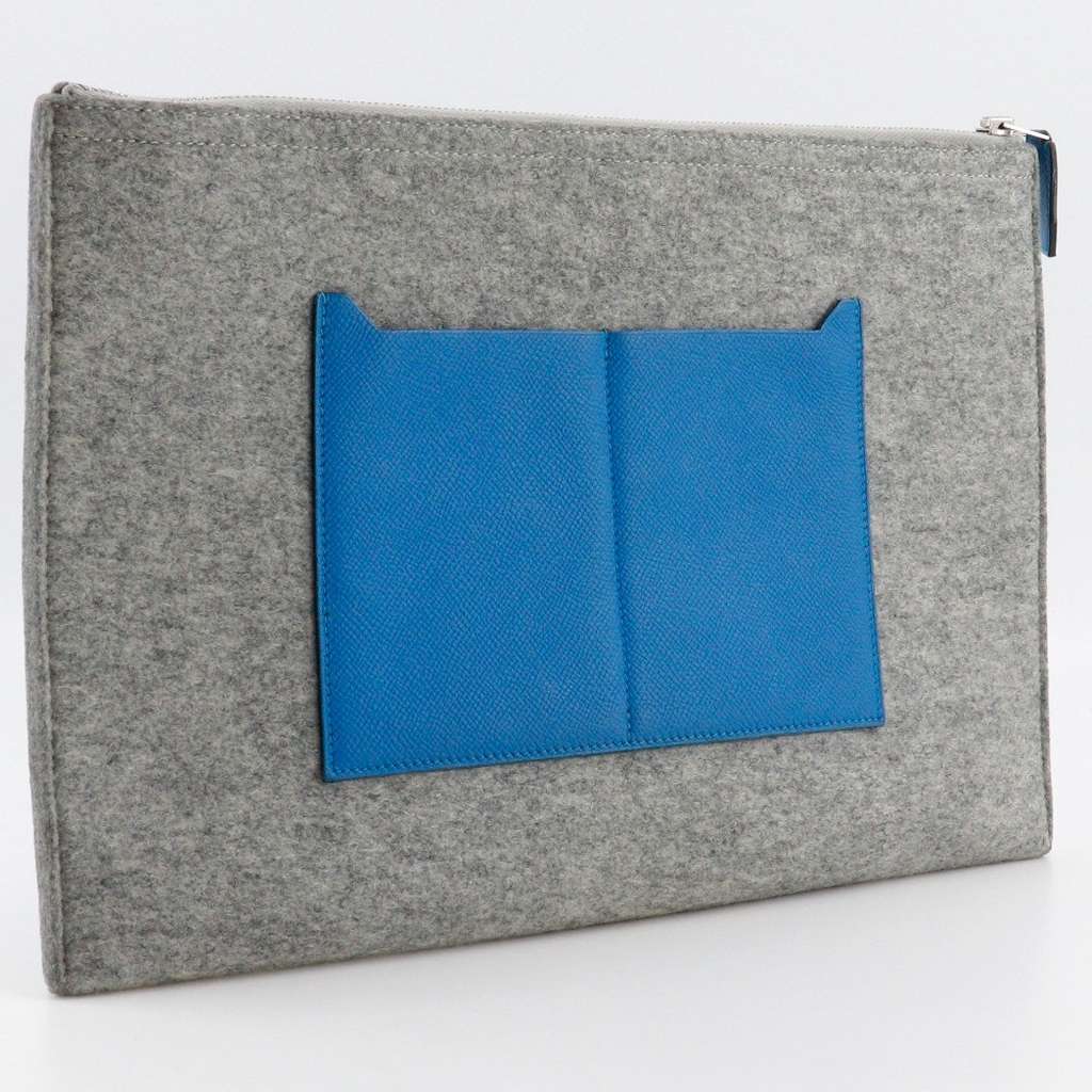 Hermès Toodoo Pouch Blue Wool Good condition - Back View