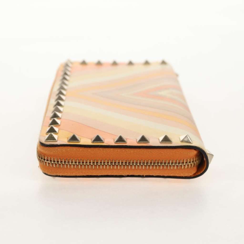 Valentino Garavani Rockstud Zip Around Wallet Orange Leather Good condition - Inside View