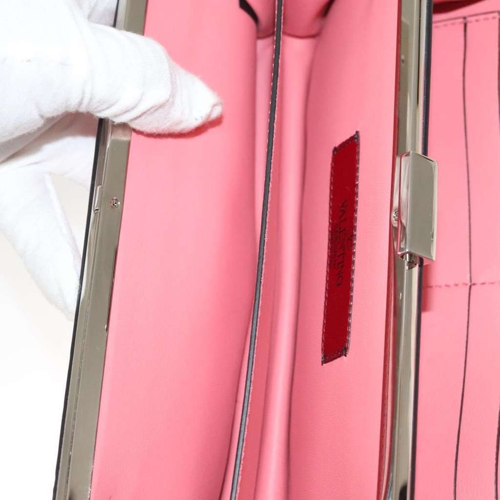 Valentino Garavani Turnlock Chain Shoulder Bag Pink Suede Good condition - Box View