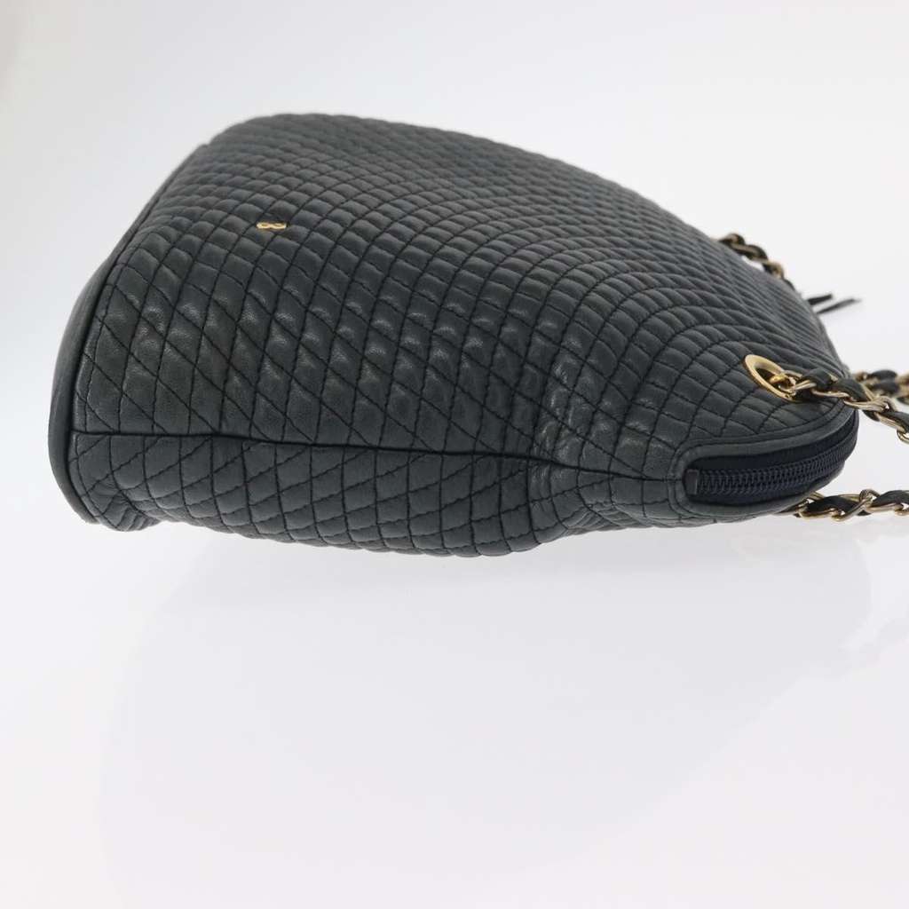 Bally Vintage Chain Shoulder Bag Navy Leather Good condition - Inside View