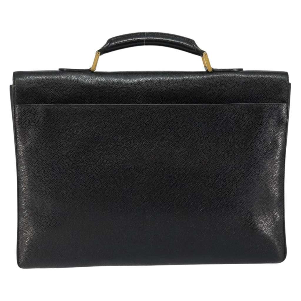Chanel Vintage Lock Briefcase Black Leather Good condition - Back View