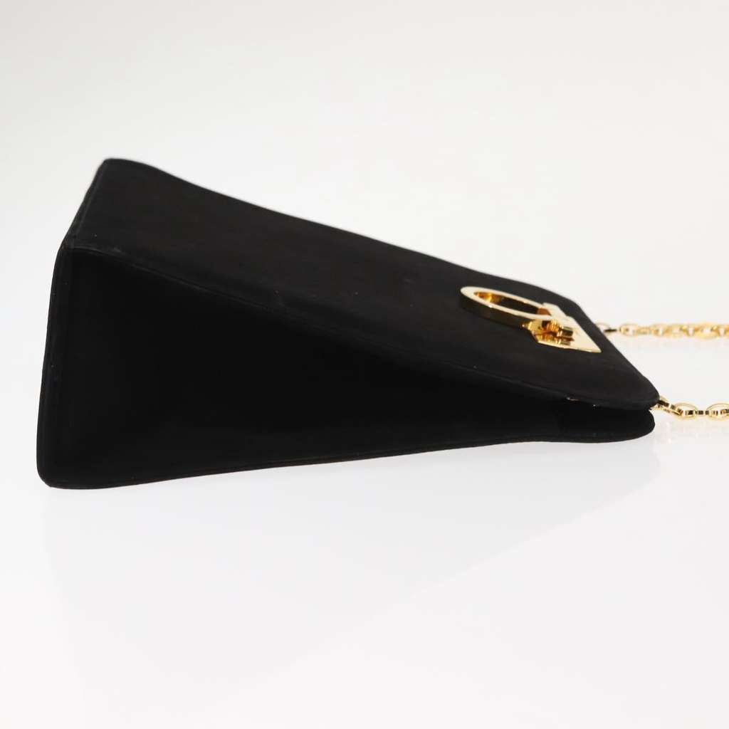 Salvatore Ferragamo Vintage Gancini Chain Shoulder Bag Black Suede Good condition - Inside View