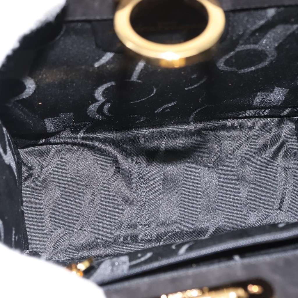 Salvatore Ferragamo Vintage Gancini Chain Shoulder Bag Black Suede Good condition - Box View