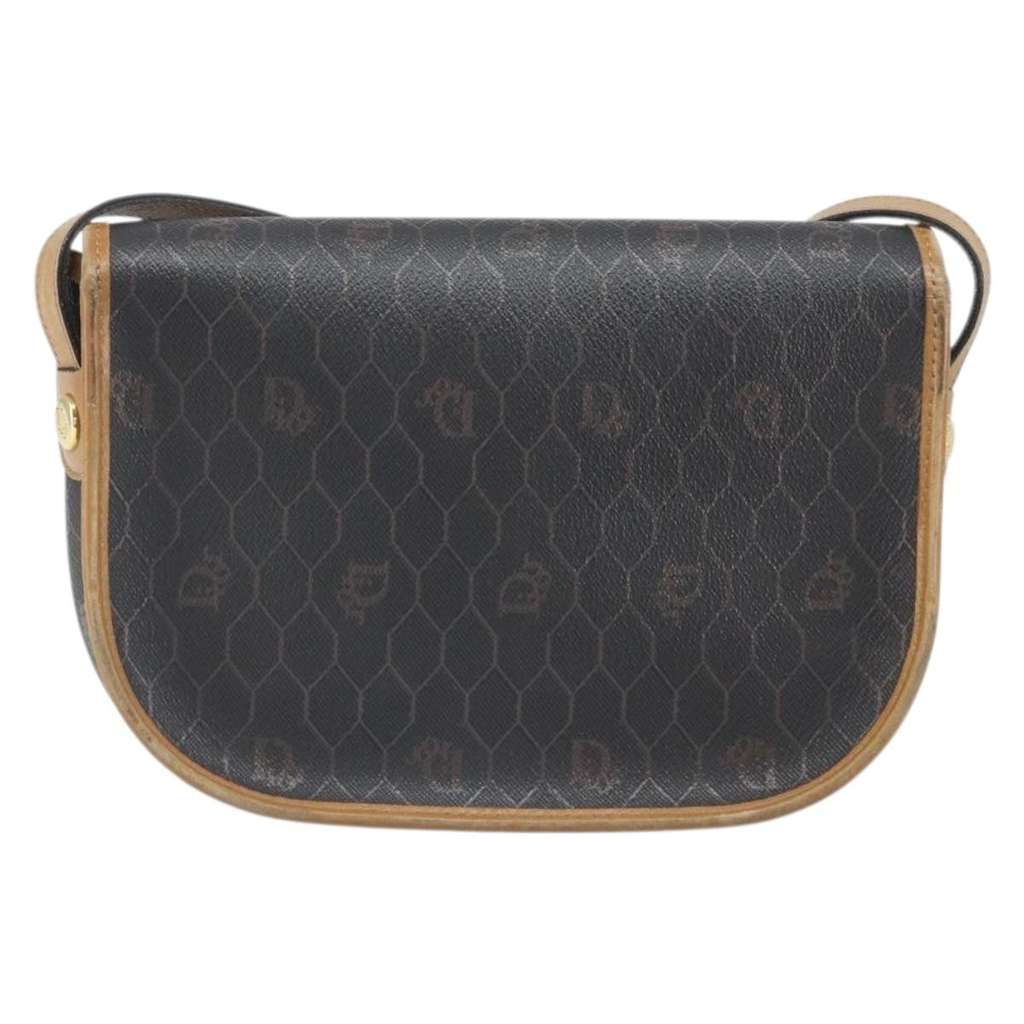 Christian Dior Vintage Honeycomb Shoulder Bag Black Canvas Fair condition - Back View