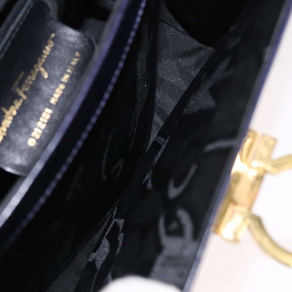 Salvatore Ferragamo Convertible Top Handle Bag Purple Leather Fair condition - Box View