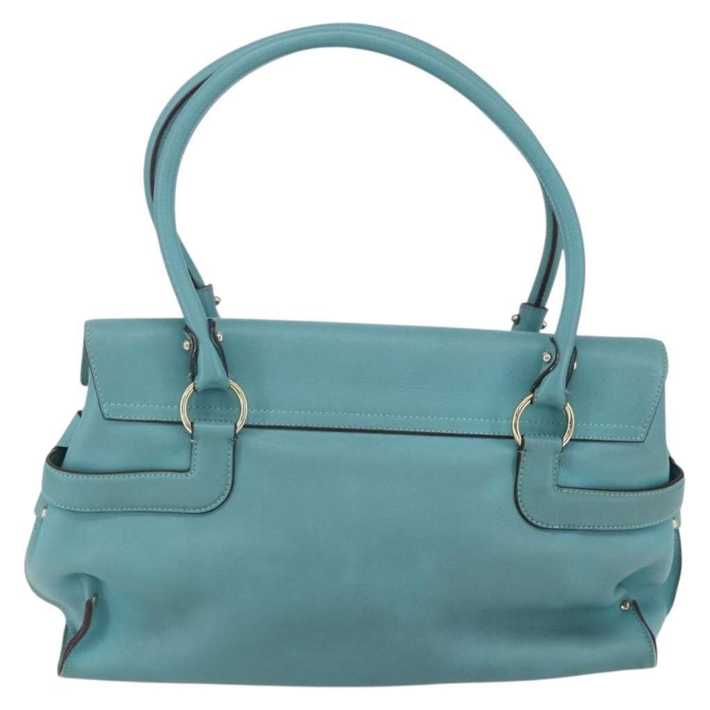 Salvatore Ferragamo Virna Satchel Turquoise Leather Good condition - Back View