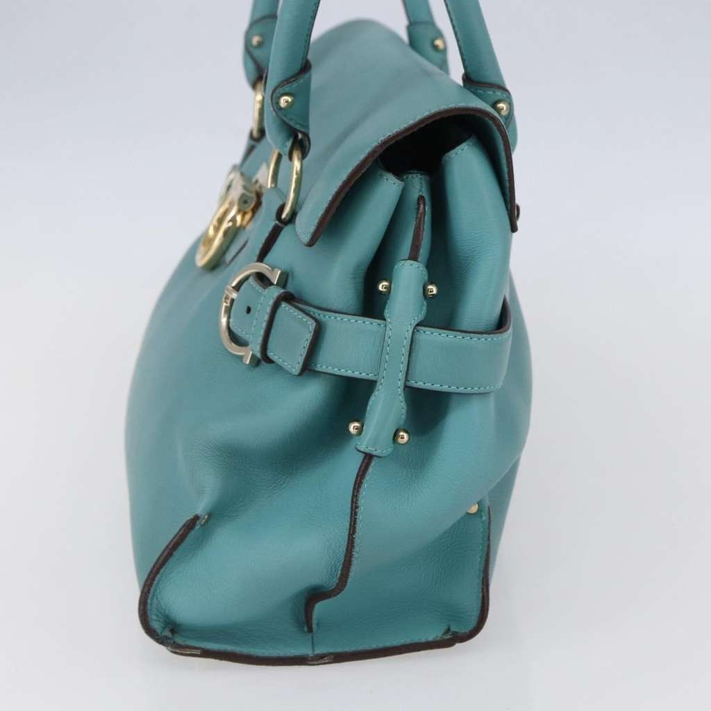 Salvatore Ferragamo Virna Satchel Turquoise Leather Good condition - Model View