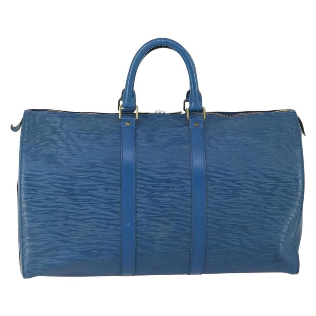 Louis Vuitton Keepall Bag Blue Leather Fair condition - Back View