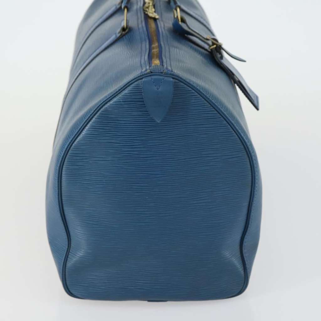 Louis Vuitton Keepall Bag Blue Leather Fair condition - Model View