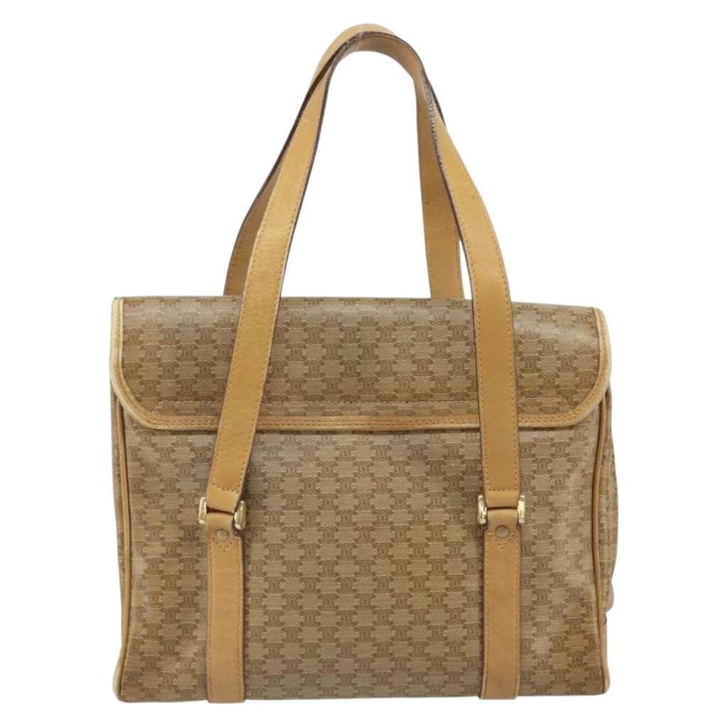 Celine Vintage Macadam Handbag Beige Canvas Fair condition - Back View