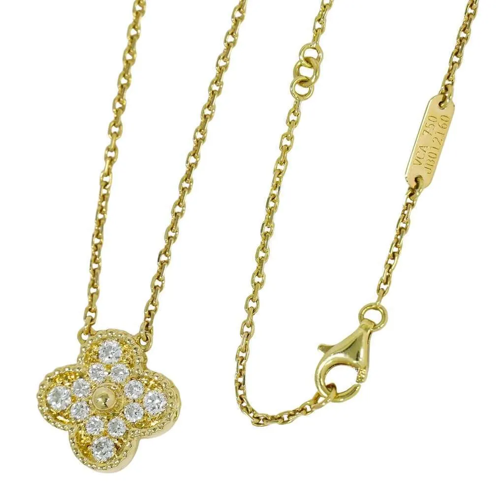 Van Cleef & Arpels Vintage Alhambra Pendant Necklace Gold Good - Front View