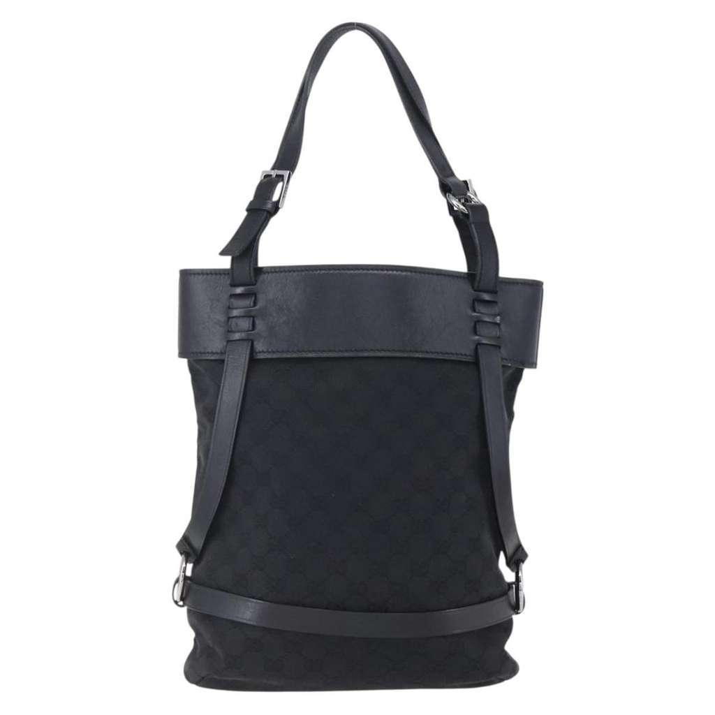 Gucci Vintage Harness Tote Black Canvas Good condition - Back View