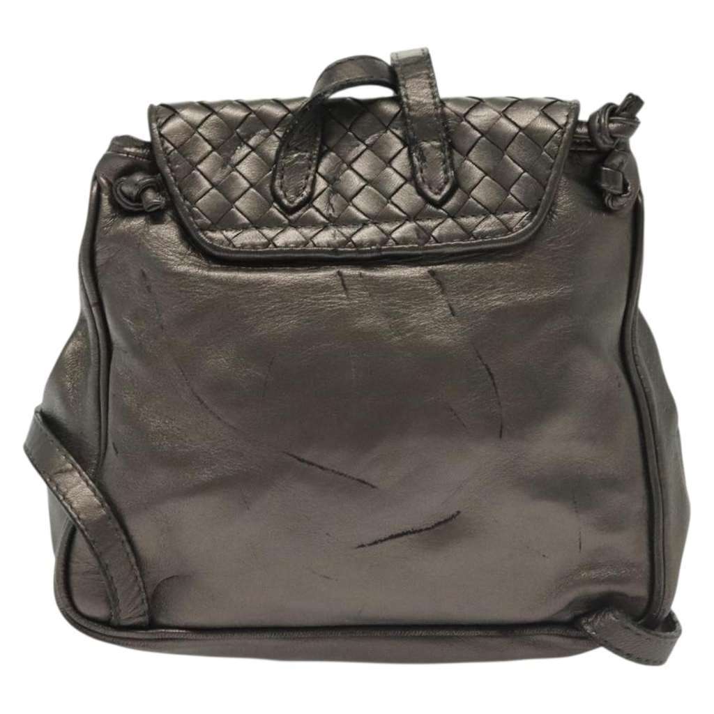 Bottega Veneta Intrecciato Backpack Metallic Leather Good condition - Back View