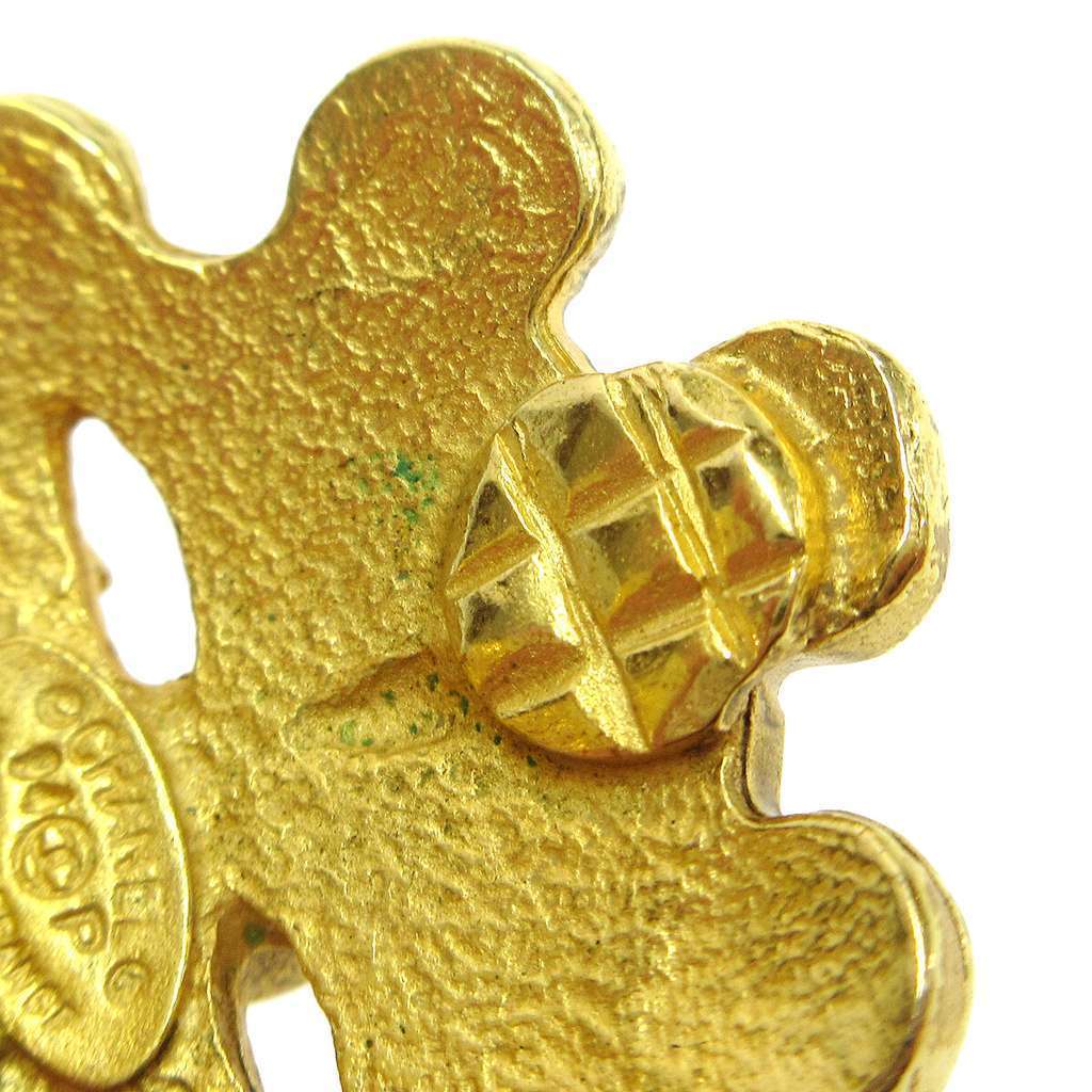 Chanel Vintage Flower Clip-On Earrings Gold Good condition - Box View