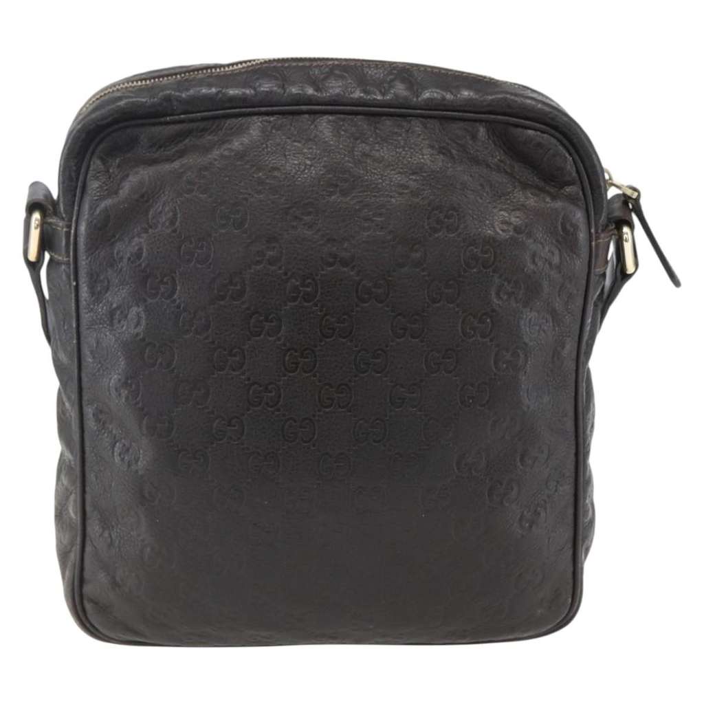 Gucci Front Zip Messenger Brown Leather Good condition - Back View