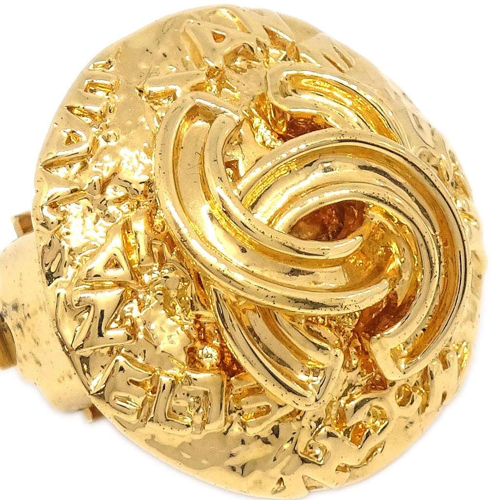 Chanel Vintage Round CC Clip-On Earrings Gold Good condition - Inside View
