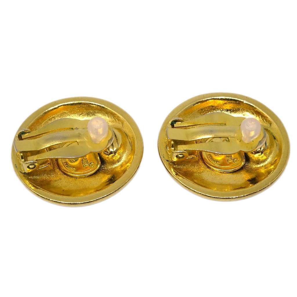 Chanel CC Round Earrings Gold Good condition - Back View