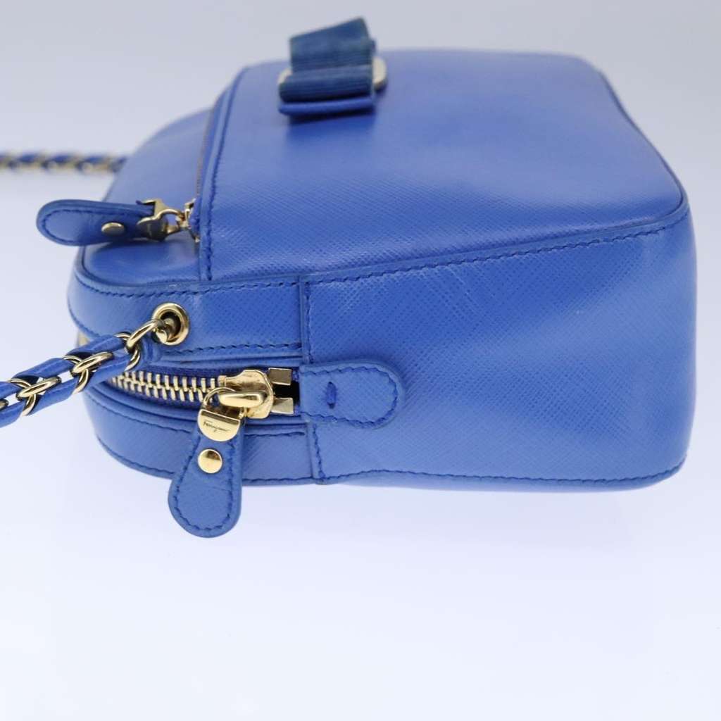 Salvatore Ferragamo Vala Shoulder Bag Blue Leather Good condition - Inside View