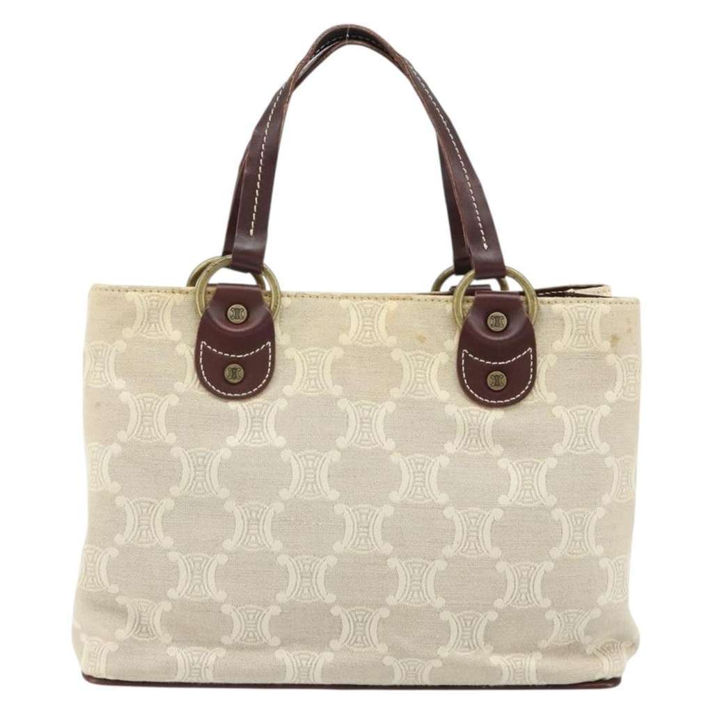 Celine Vintage Macadam Handbag Beige Canvas Good condition - Back View