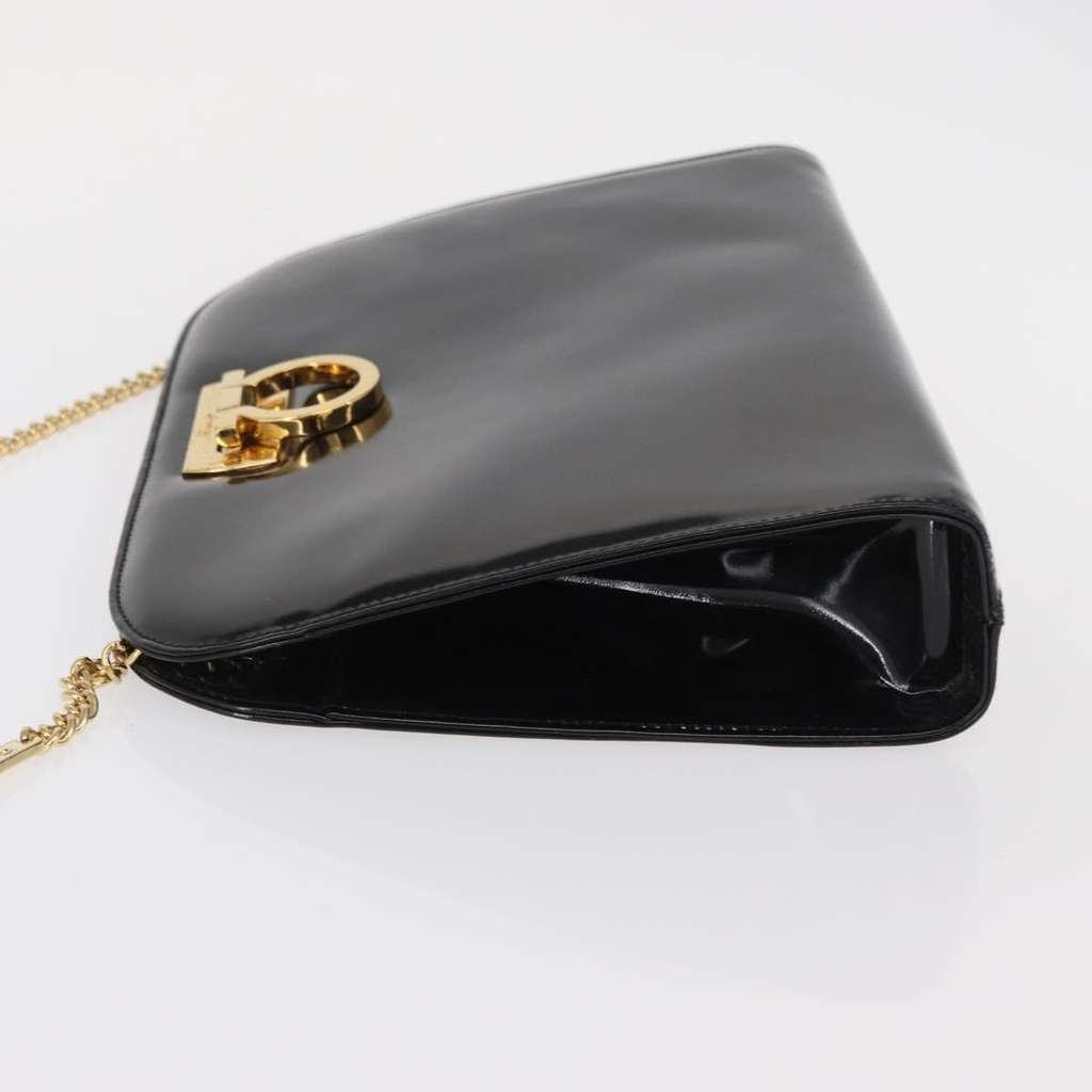 Salvatore Ferragamo Vintage Gancini Chain Shoulder Bag Black Good condition - Model View