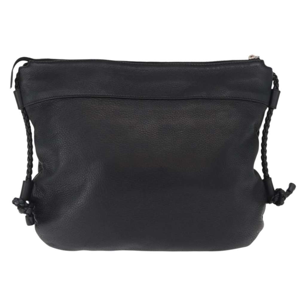 Gucci Braided Strap Zip Messenger Black Leather Good condition - Back View