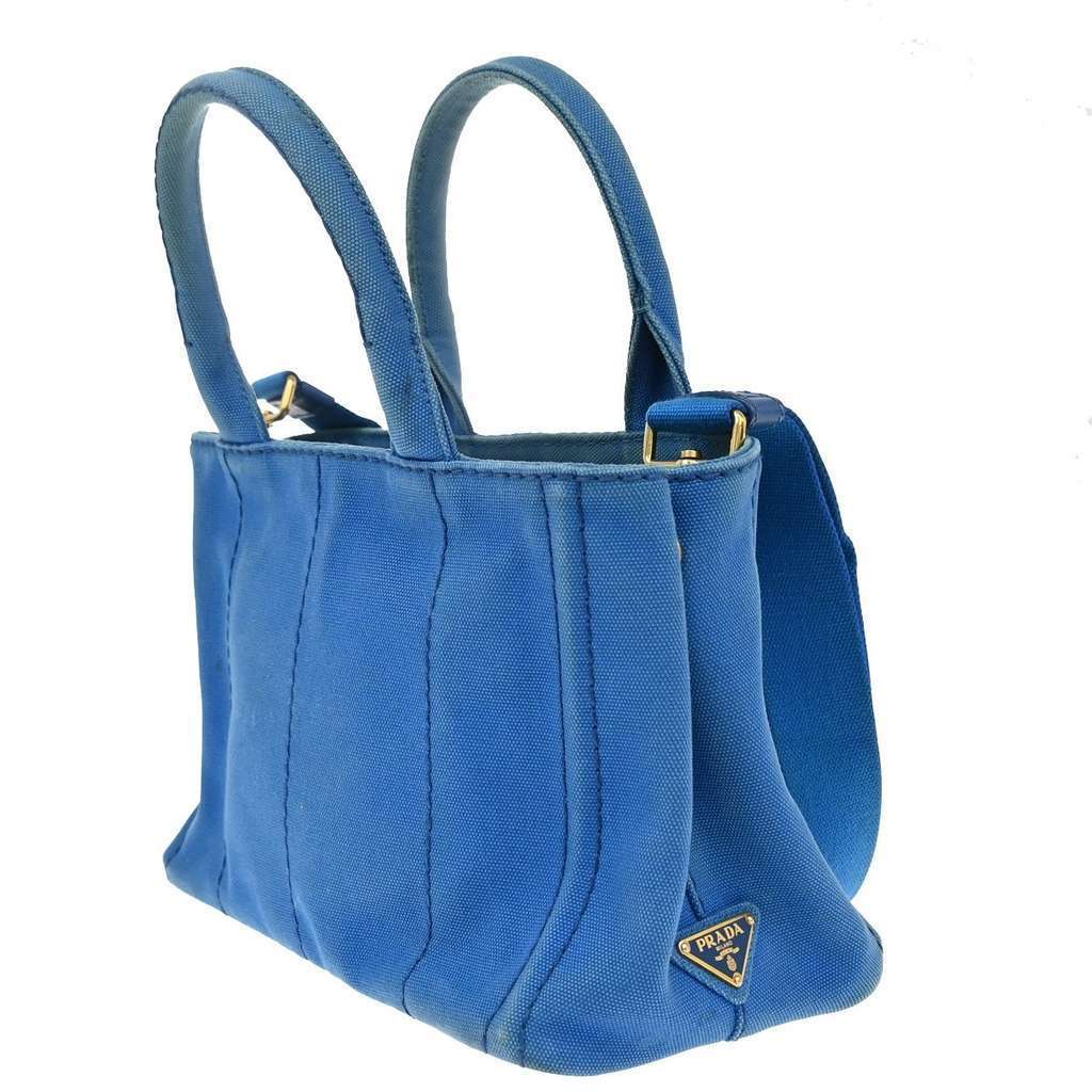 Prada Canapa Convertible Tote Blue Canvas Good condition - Model View