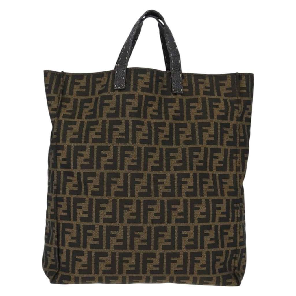 Fendi Open Shopping Tote Brown Canvas Good condition - Back View
