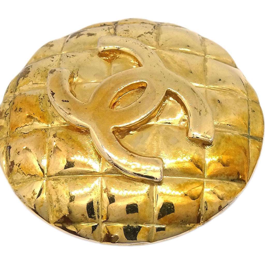 Chanel Vintage CC Round Clip-On Earrings Gold Good condition - Inside View