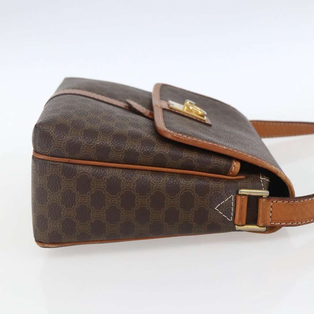 Celine Vintage Macadam Shoulder Bag Brown Canvas Fair condition - Model View