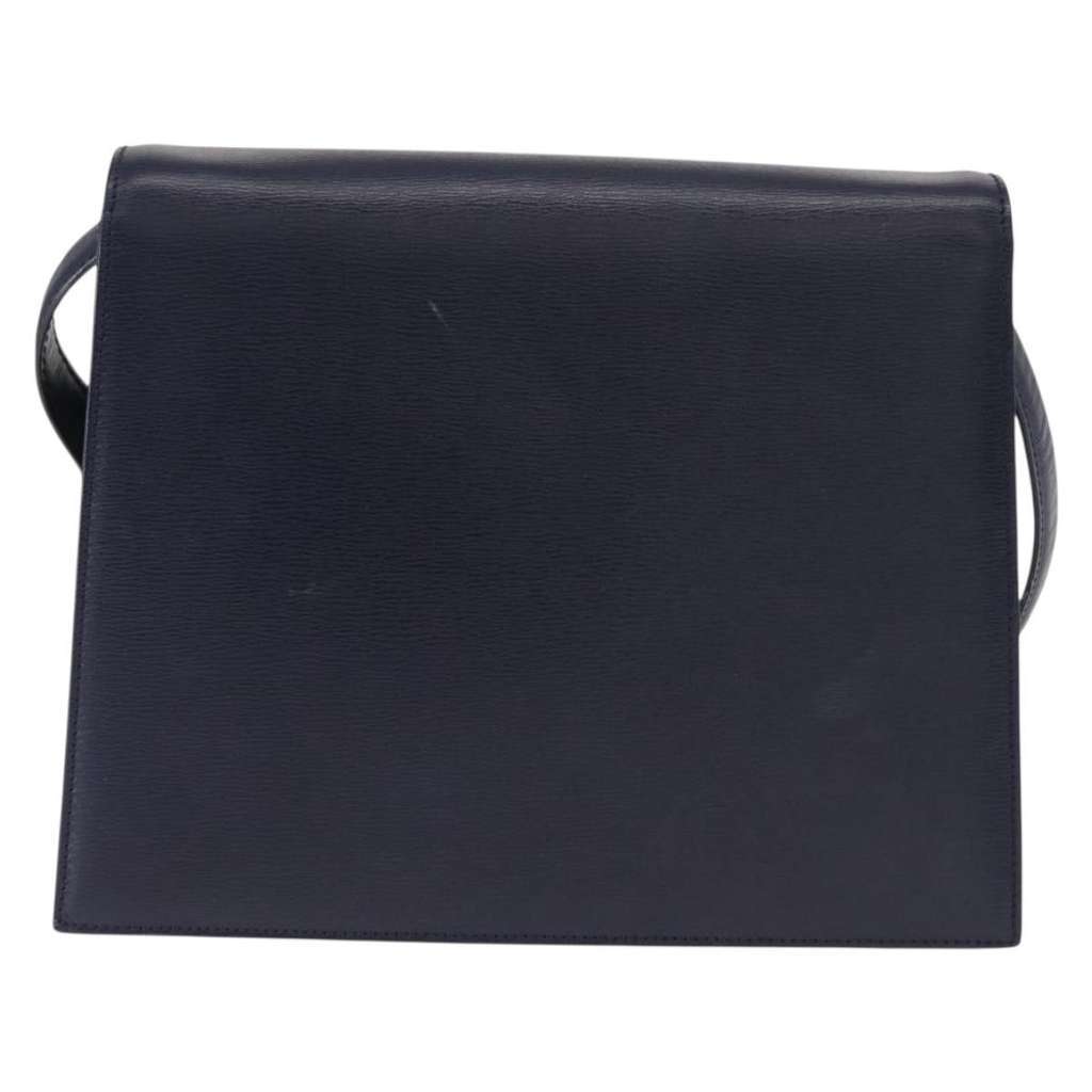 Christian Dior Vintage CD Flap Shoulder Bag Navy Leather Good condition - Back View