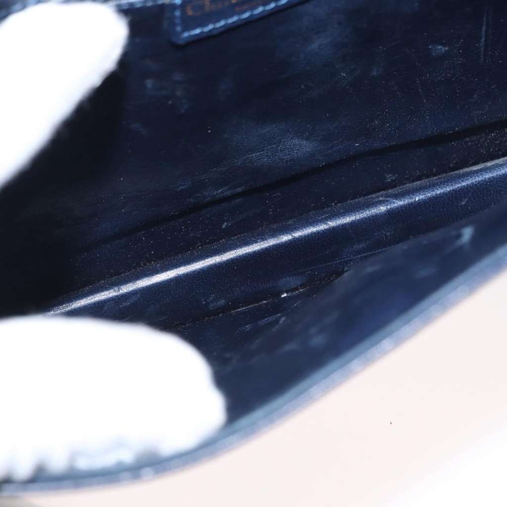 Christian Dior Vintage CD Flap Shoulder Bag Navy Leather Good condition - Box View