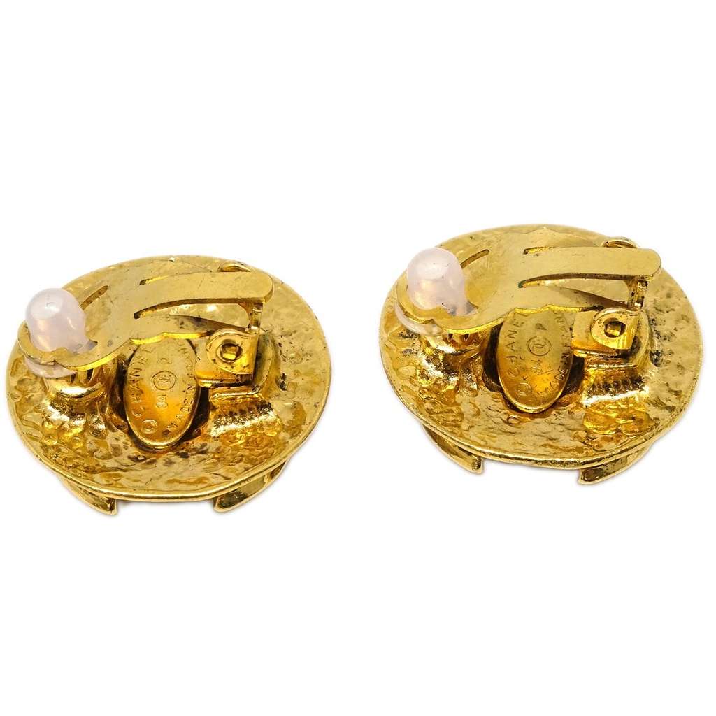 Chanel CC Round Earrings Gold Good condition - Inside View