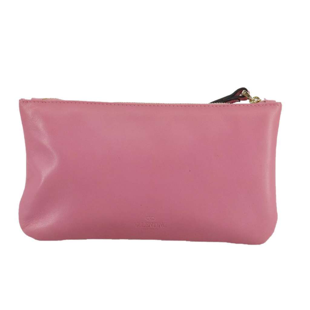 Valentino Garavani Zip Pouch Pink Leather Good condition - Back View